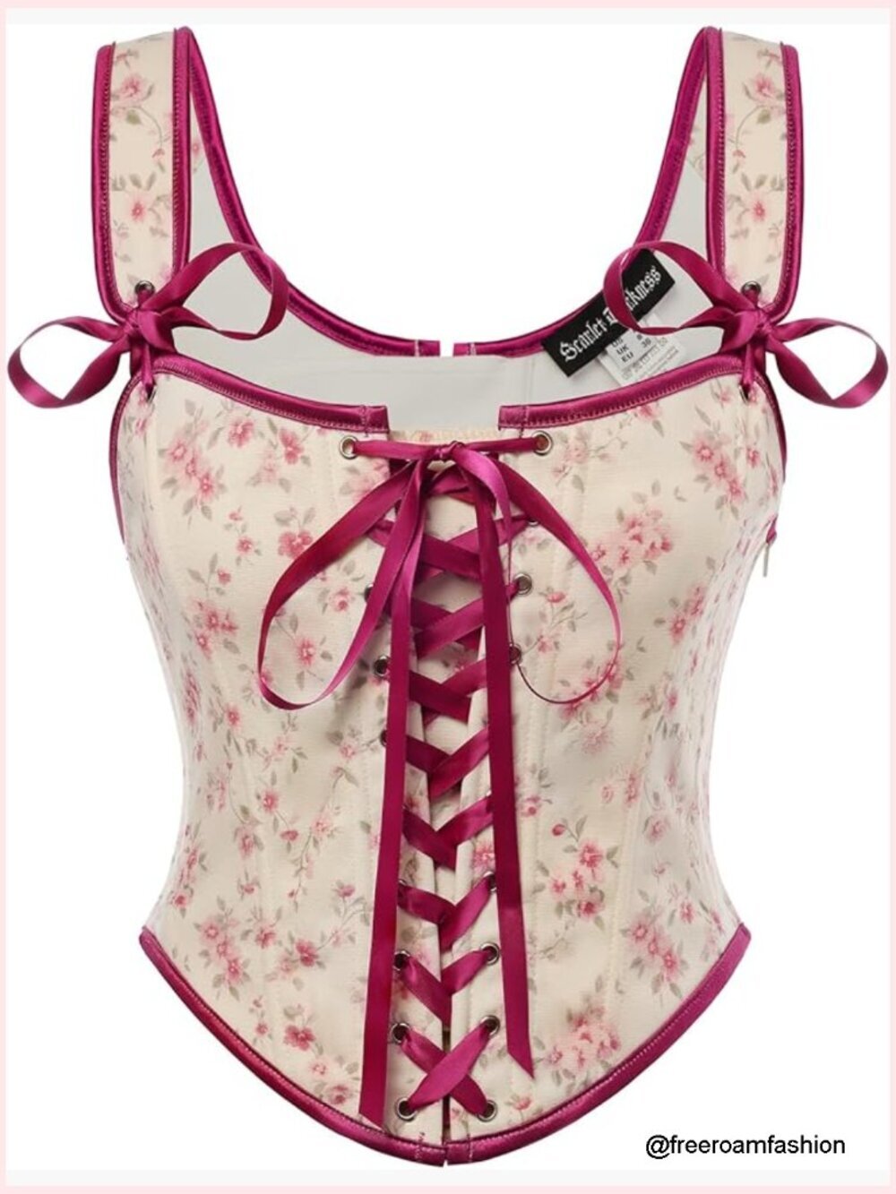 Renaissance Overbust Corset Lace-Up Bustier Bodice Vintage Floral